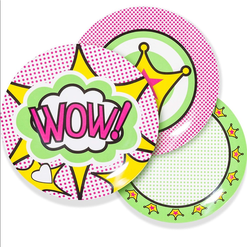 BooginHead  Girl Superhero Plate Set, 3-Pack